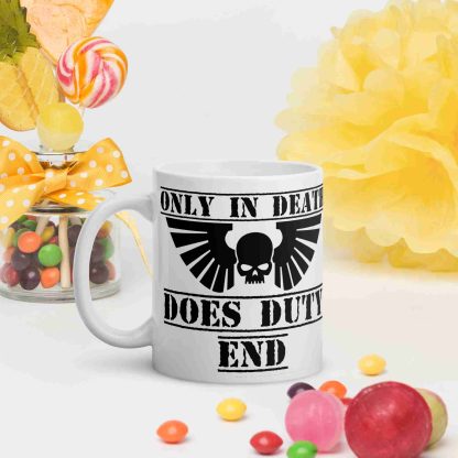 warhammer 40k space marine only in death does duty end ceramic coffee mug