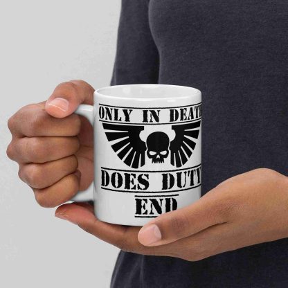 warhammer 40k space marine only in death does duty end ceramic coffee mug