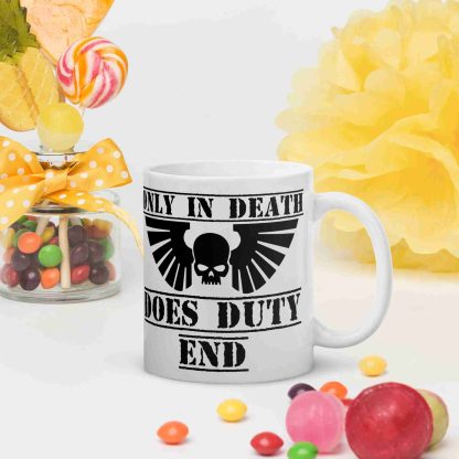 warhammer 40k space marine only in death does duty end ceramic coffee mug