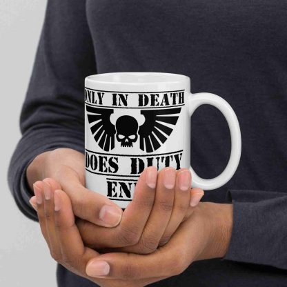 warhammer 40k space marine only in death does duty end ceramic coffee mug