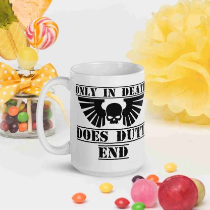 warhammer 40k space marine only in death does duty end ceramic coffee mug
