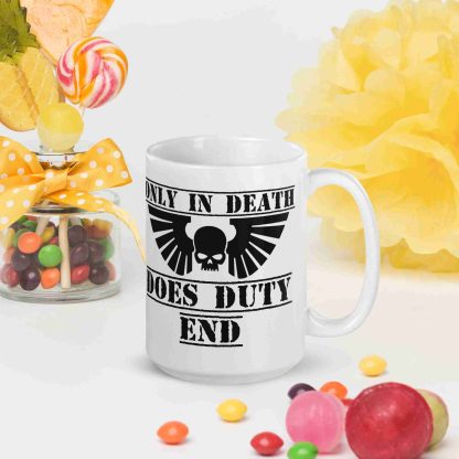 warhammer 40k space marine only in death does duty end ceramic coffee mug