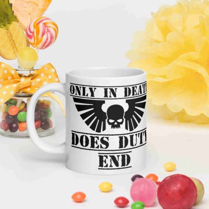 warhammer 40k space marine only in death does duty end ceramic coffee mug