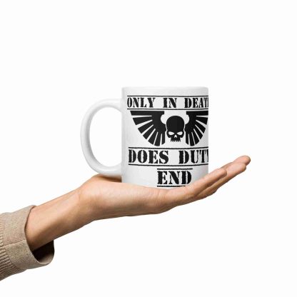 warhammer 40k space marine only in death does duty end ceramic coffee mug