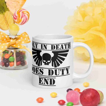 warhammer 40k space marine only in death does duty end ceramic coffee mug