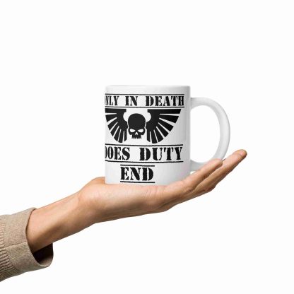 warhammer 40k space marine only in death does duty end ceramic coffee mug