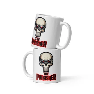 Dominate your day with the Pwnisher ceramic coffee mug