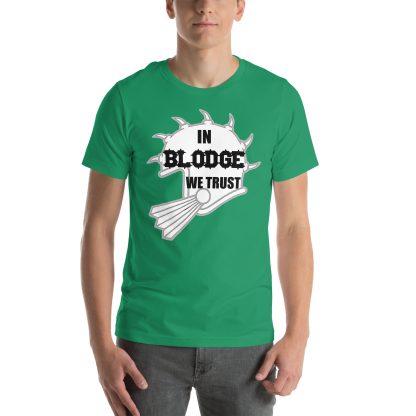 warhammer blood bowl in blodge we trust unisex tshirt merch games workshop