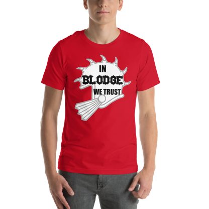 warhammer blood bowl in blodge we trust unisex tshirt merch games workshop