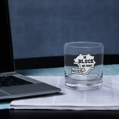 In Block We Trust Blood Bowl 10.5 oz. rocks glass with etched design for fans and collectors