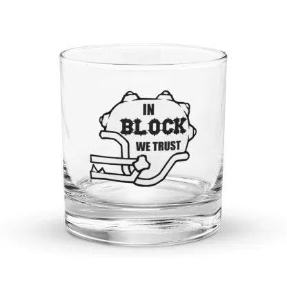 In Block We Trust Blood Bowl 10.5 oz. rocks glass with etched design for fans and collectors