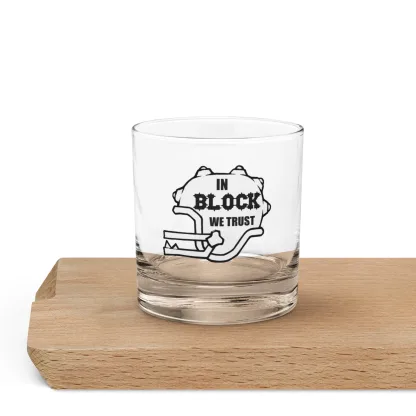 In Block We Trust Blood Bowl 10.5 oz. rocks glass with etched design for fans and collectors