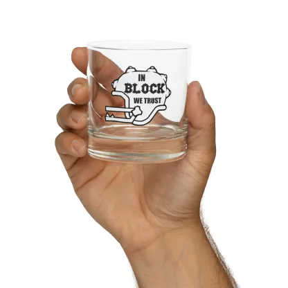 In Block We Trust Blood Bowl 10.5 oz. rocks glass with etched design for fans and collectors