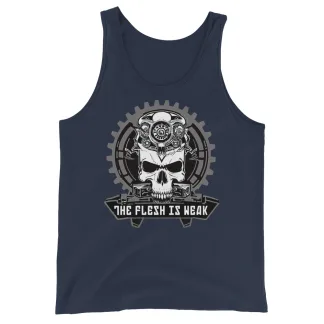 Grim Dark Inspired Unisex Tank Top – The Flesh Is Weak Embrace the Machine