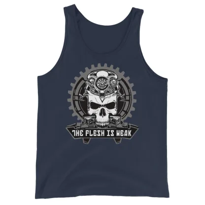 Grim Dark Inspired Unisex Tank Top – The Flesh Is Weak Embrace the Machine