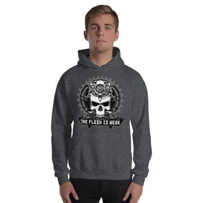 The Flesh Is Weak Unisex Hoodie – Embrace the Power of the Machine warhammer 40k adeptus mechanicus motto