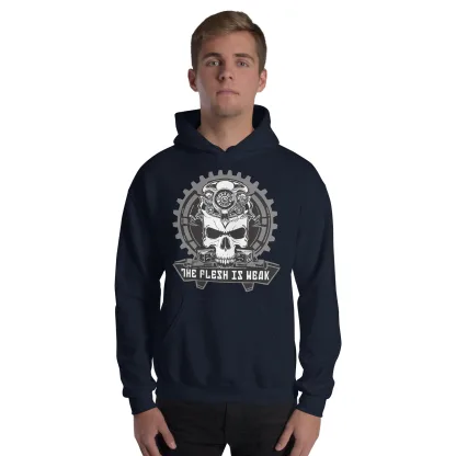 The Flesh Is Weak Unisex Hoodie – Embrace the Power of the Machine warhammer 40k adeptus mechanicus motto