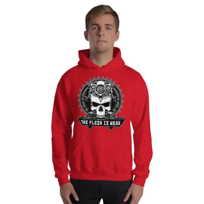 The Flesh Is Weak Unisex Hoodie – Embrace the Power of the Machine warhammer 40k adeptus mechanicus motto