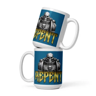 Repent Ceramic Mug – Embrace the Emperor’s Wrath with Every Sip warhammer 40k space marine chaplain aadeptus astartes chaos