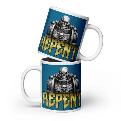Repent Ceramic Mug – Embrace the Emperor’s Wrath with Every Sip warhammer 40k space marine chaplain aadeptus astartes chaos
