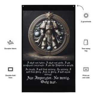 Swear Your Allegiance with the Oath of Moment Knitted Fabric Flag warhammer 40k space marine adeptus astartes gift merch