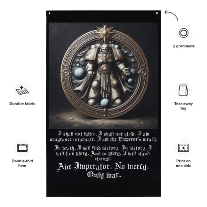 Swear Your Allegiance with the Oath of Moment Knitted Fabric Flag warhammer 40k space marine adeptus astartes gift merch
