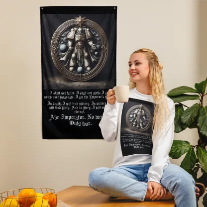 Swear Your Allegiance with the Oath of Moment Knitted Fabric Flag warhammer 40k space marine adeptus astartes gift merch