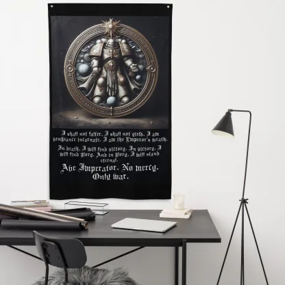Swear Your Allegiance with the Oath of Moment Knitted Fabric Flag warhammer 40k space marine adeptus astartes gift merch