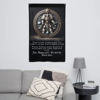 Swear Your Allegiance with the Oath of Moment Knitted Fabric Flag warhammer 40k space marine adeptus astartes gift merch
