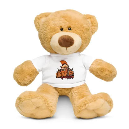 Cuddle with Courage: Teddy Bear in Uruk Mortari T-Shirt for Dwarf Trollslayer Fans warhammer fantasy age of sigmar