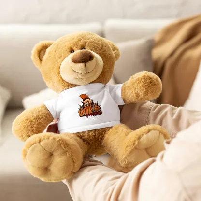 Cuddle with Courage: Teddy Bear in Uruk Mortari T-Shirt for Dwarf Trollslayer Fans warhammer fantasy age of sigmar