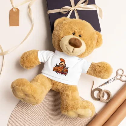 Cuddle with Courage: Teddy Bear in Uruk Mortari T-Shirt for Dwarf Trollslayer Fans warhammer fantasy age of sigmar