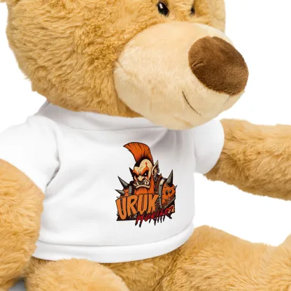 Cuddle with Courage: Teddy Bear in Uruk Mortari T-Shirt for Dwarf Trollslayer Fans warhammer fantasy age of sigmar